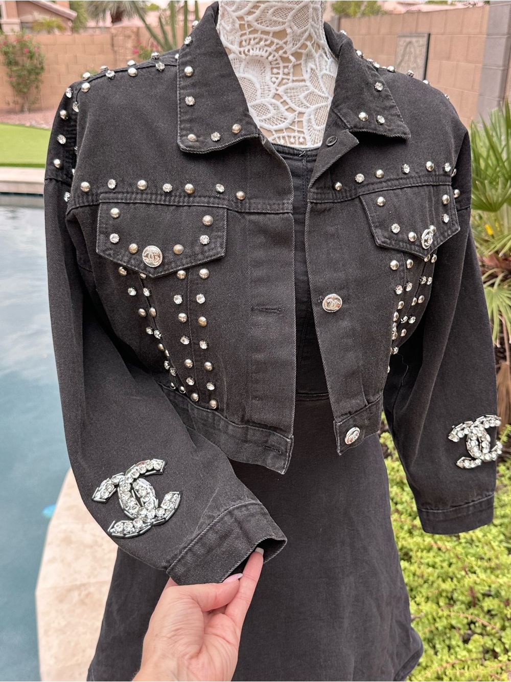 CHANEL Authentic black denim uniform jacket